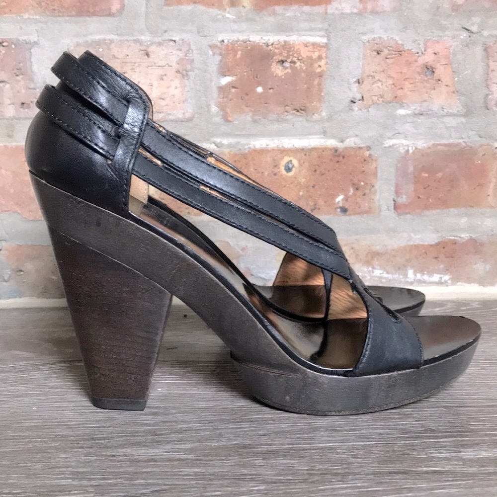 Givenchy Strap Wood Leather Platform Heels. - image 1